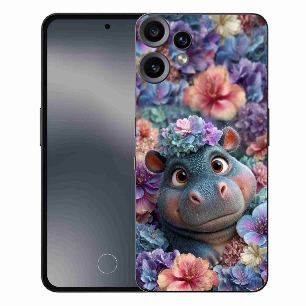 Zselés borítás mmCase a Nothing CMF Phone 2 Pro készülékhez - víziló virágokkal