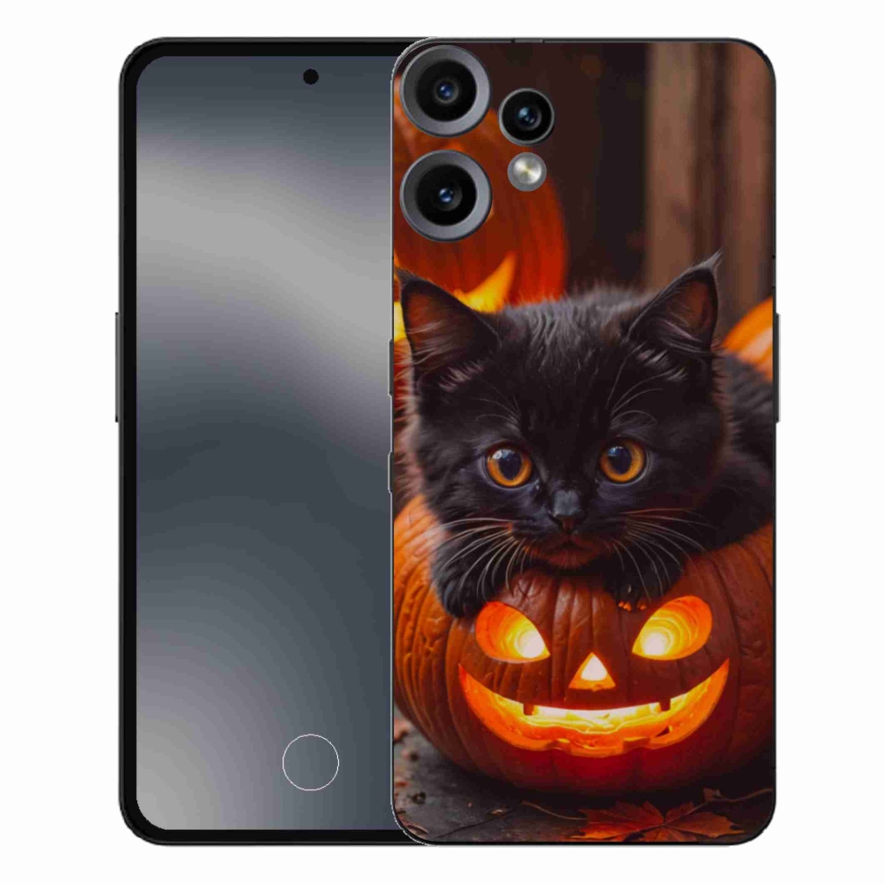 Zselés borítás mmCase a Nothing CMF Phone 2 Pro készülékhez - cica és sütőtök