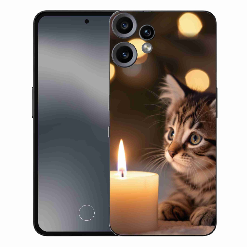 Zselés borító mmCase a Nothing CMF Phone 2 Pro készülékhez - cica és gyertya