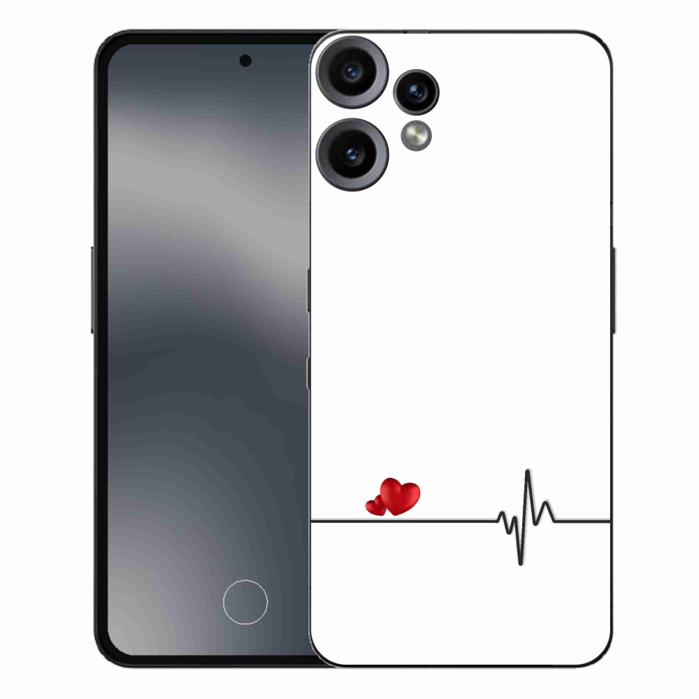 Zselés borító mmCase a Nothing CMF Phone 2 Pro készülékre - szív és szívverés fehér háttérrel