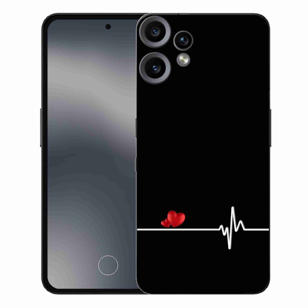Zselés borító mmCase a Nothing CMF Phone 2 Pro készülékre - szív és szívverés fekete háttérrel