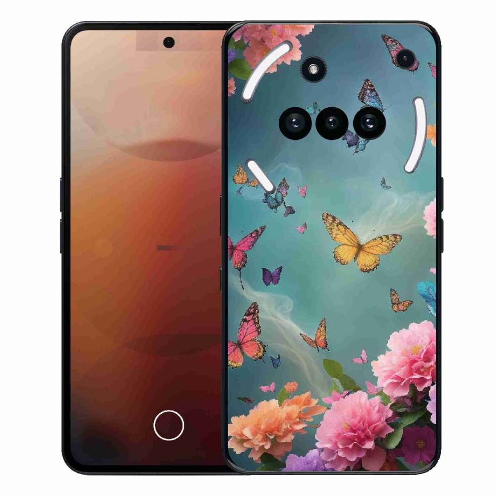 Zselés borító mmCase a Nothing Phone (3a) - színes virágok és pillangók