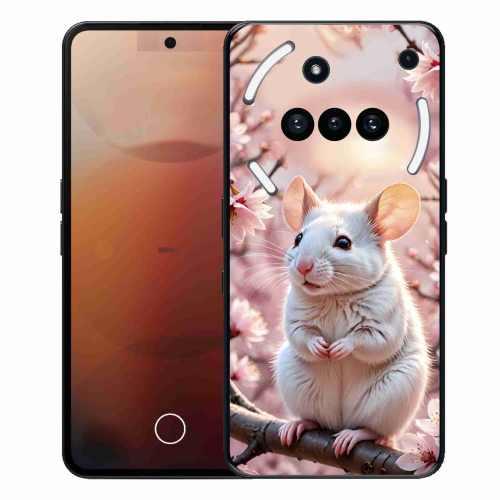 Zselés tok mmCase a Nothing Phone-hoz (3a) - fehér egér az ágon