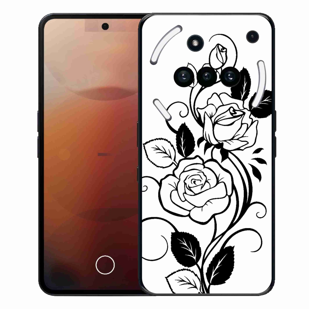 Zselés tok mmCase a Nothing Phone (3a) telefonhoz - fekete-fehér rózsa