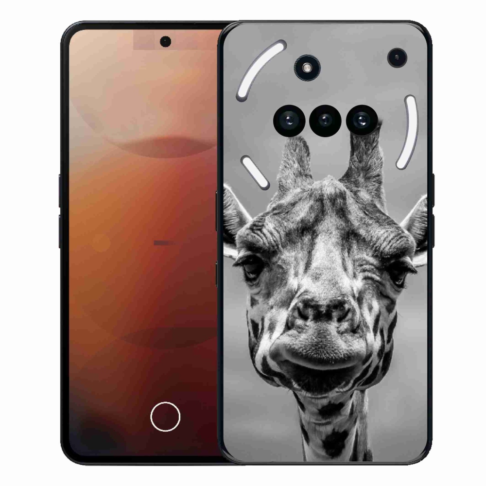 Zselés tok mmCase a Nothing Phone telefonhoz (3a) - fekete-fehér zsiráf