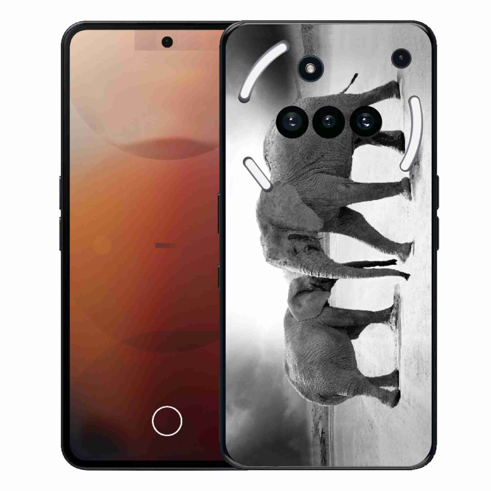 Zselés borító mmCase a Nothing Phone (3a) telefonhoz - fekete-fehér elefántok