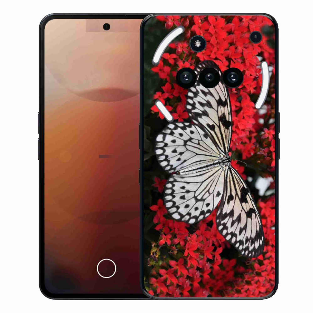 Zselés tok mmCase a Nothing Phone (3a) telefonhoz - fekete-fehér pillangó 1