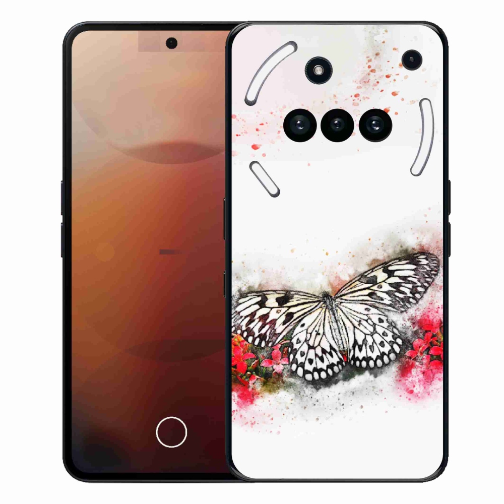 Zselés tok mmCase a Nothing Phone (3a) telefonhoz - fekete-fehér pillangó