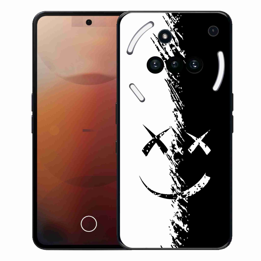 Zselés borító mmCase a Nothing Phone (3a) telefonhoz - fekete-fehér smiley
