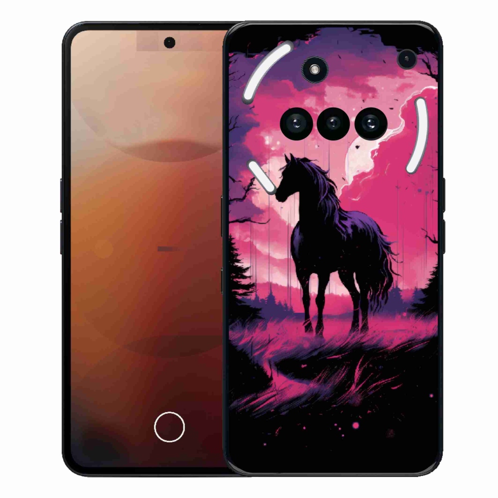 Zselés borító mmCase a Nothing Phone (3a) - fekete rajzfilm ló 1