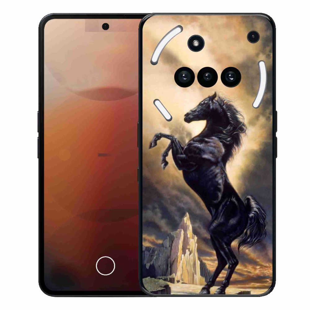 Zselés borító mmCase a Nothing Phone (3a) - fekete rajzfilm lóhoz