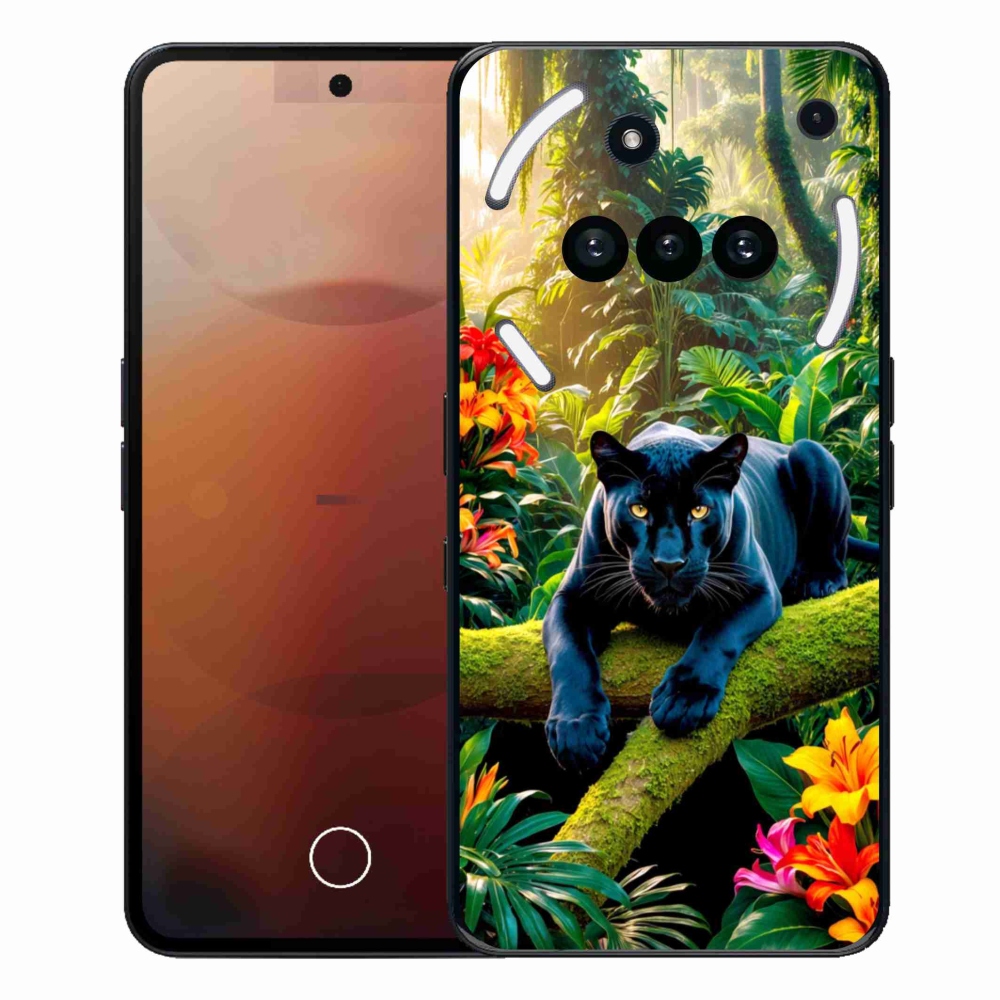 Zselés borító mmCase a Nothing Phone-hoz (3a) - fekete párduc a dzsungelben