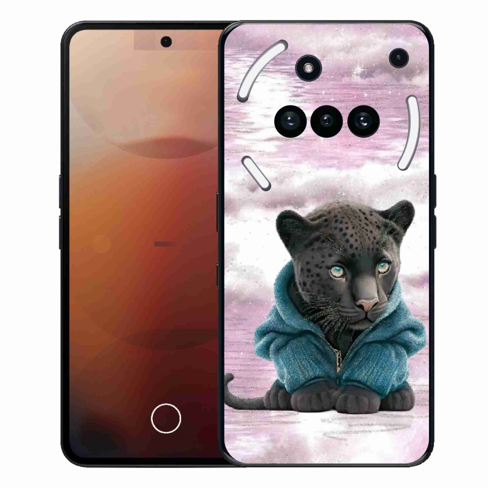 Zselés borító mmCase a Nothing Phone (3a) telefonhoz - fekete párduc pulóverben