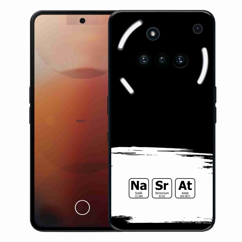 Zselés borító mmCase a Nothing Phone (3a) - kémiai elemek fehér és fekete háttérrel