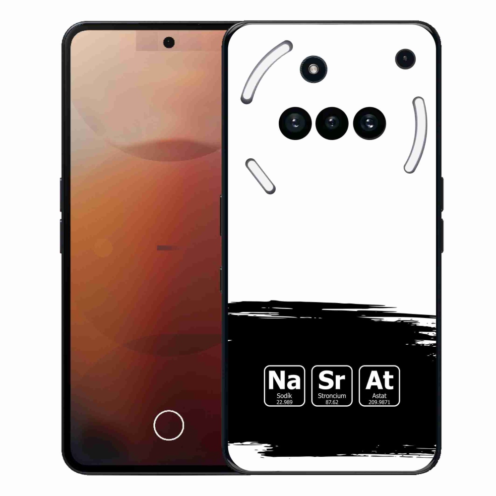 Gél borító mmCase a Nothing Phone (3a) - kémiai elemek fekete és fehér háttérrel