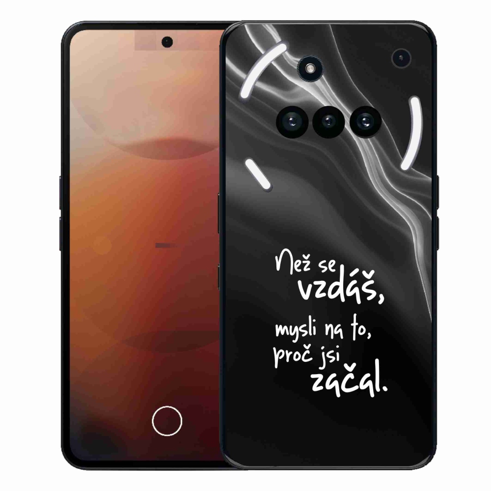 Zselés borítás mmCase a Nothing Phone (3a) - idézet 2 fekete háttérrel
