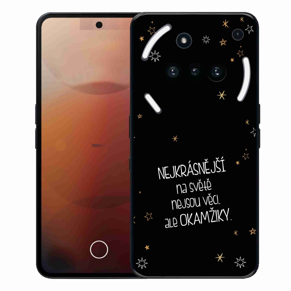 Zselés borító mmCase a Nothing Phone (3a) - idézet 4 fekete háttérrel