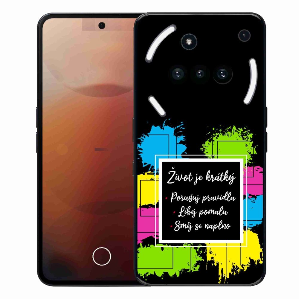 Zselés borító mmCase a Nothing Phone (3a) - idézet 5 fekete háttérrel