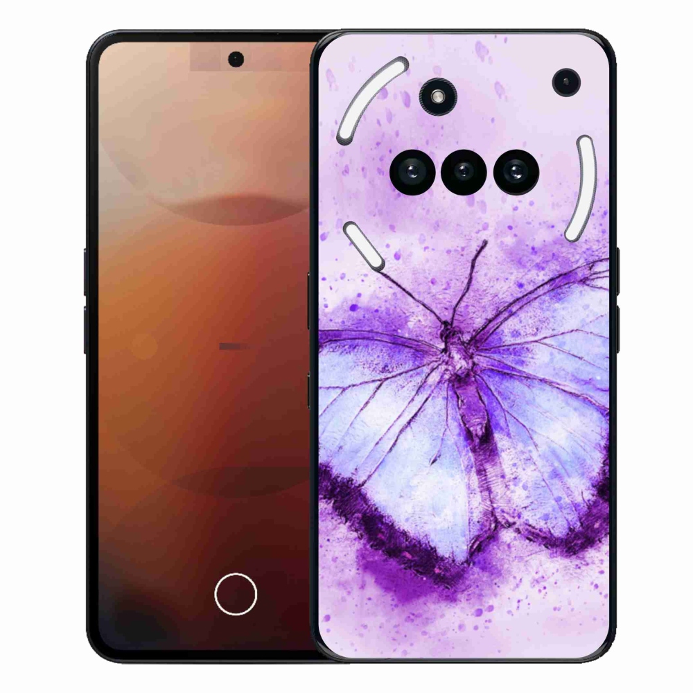 Zselés borító mmCase a Nothing Phone (3a) - lila pillangóhoz