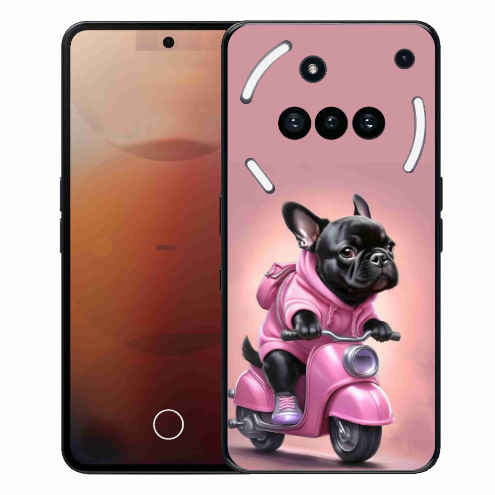 Zselés borító mmCase a Semmi telefonhoz (3a) - Francia bulldog egy robogón