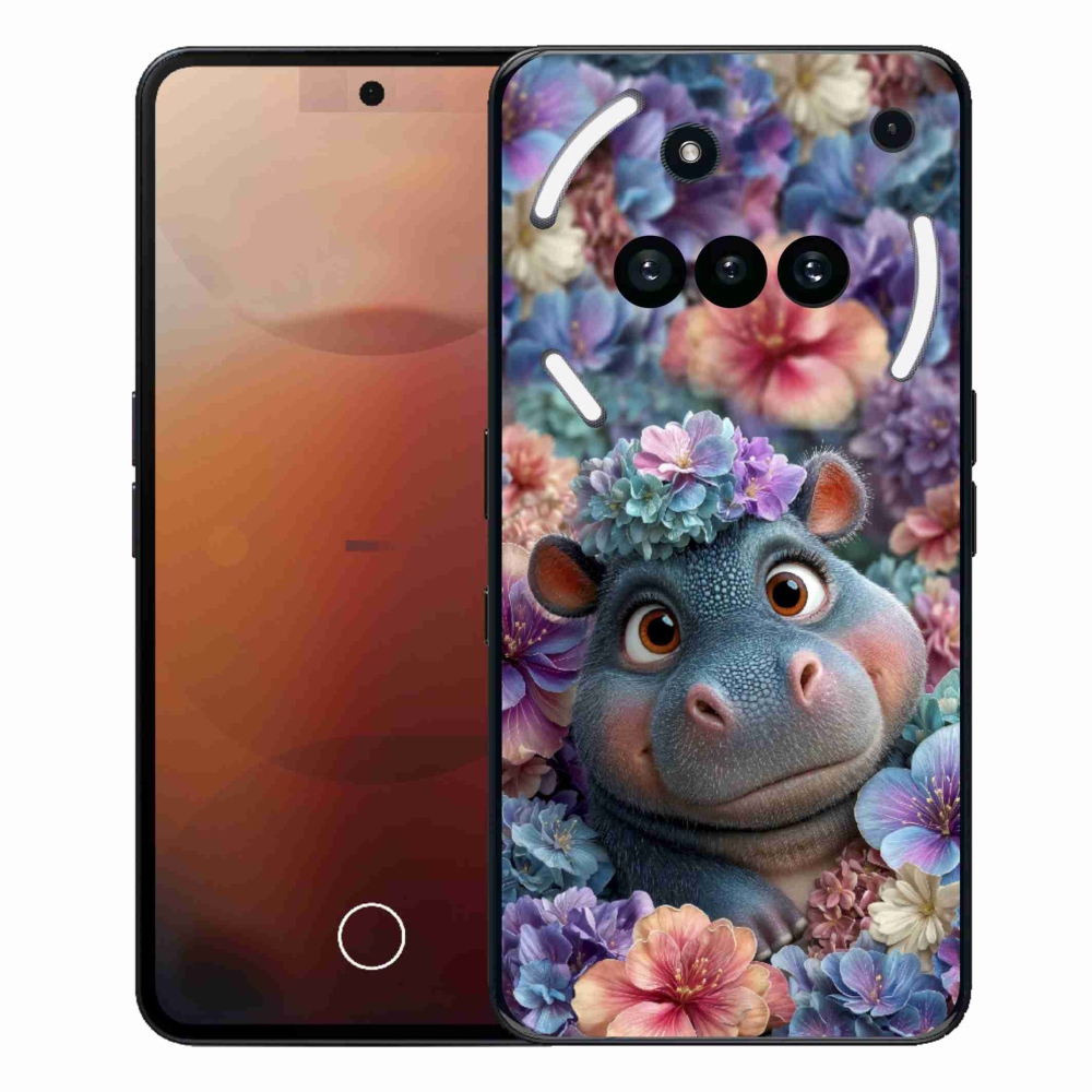 Zselés borító mmCase a Nothing Phone telefonhoz (3a) - víziló virágokban
