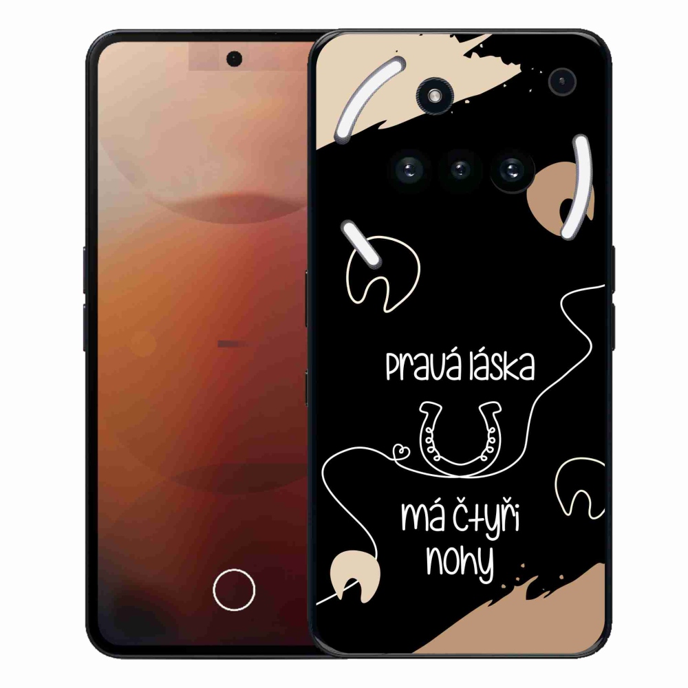 Zselés borító mmCase a Nothing Phone (3a) - ló motívum fekete háttérrel