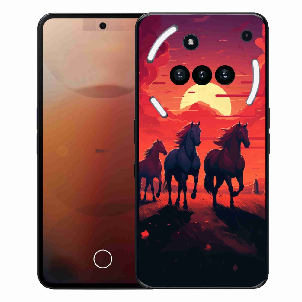 Zselés borítás mmCase a Nothing Phone (3a) - lovak és naplemente