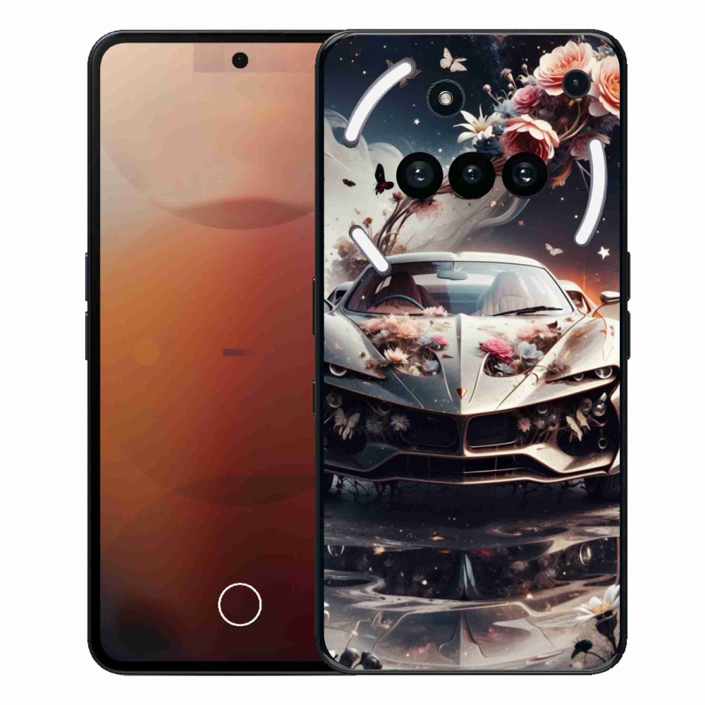 Zselés borító mmCase a Nothing Phone (3a) - virágos sportkocsihoz