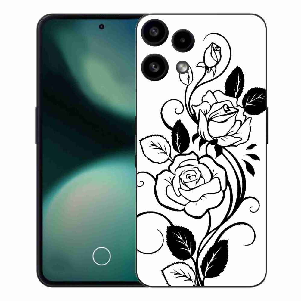 Zselés borítás mmCase a Nothing Phone (3a) Lite készülékhez - fekete-fehér rózsa