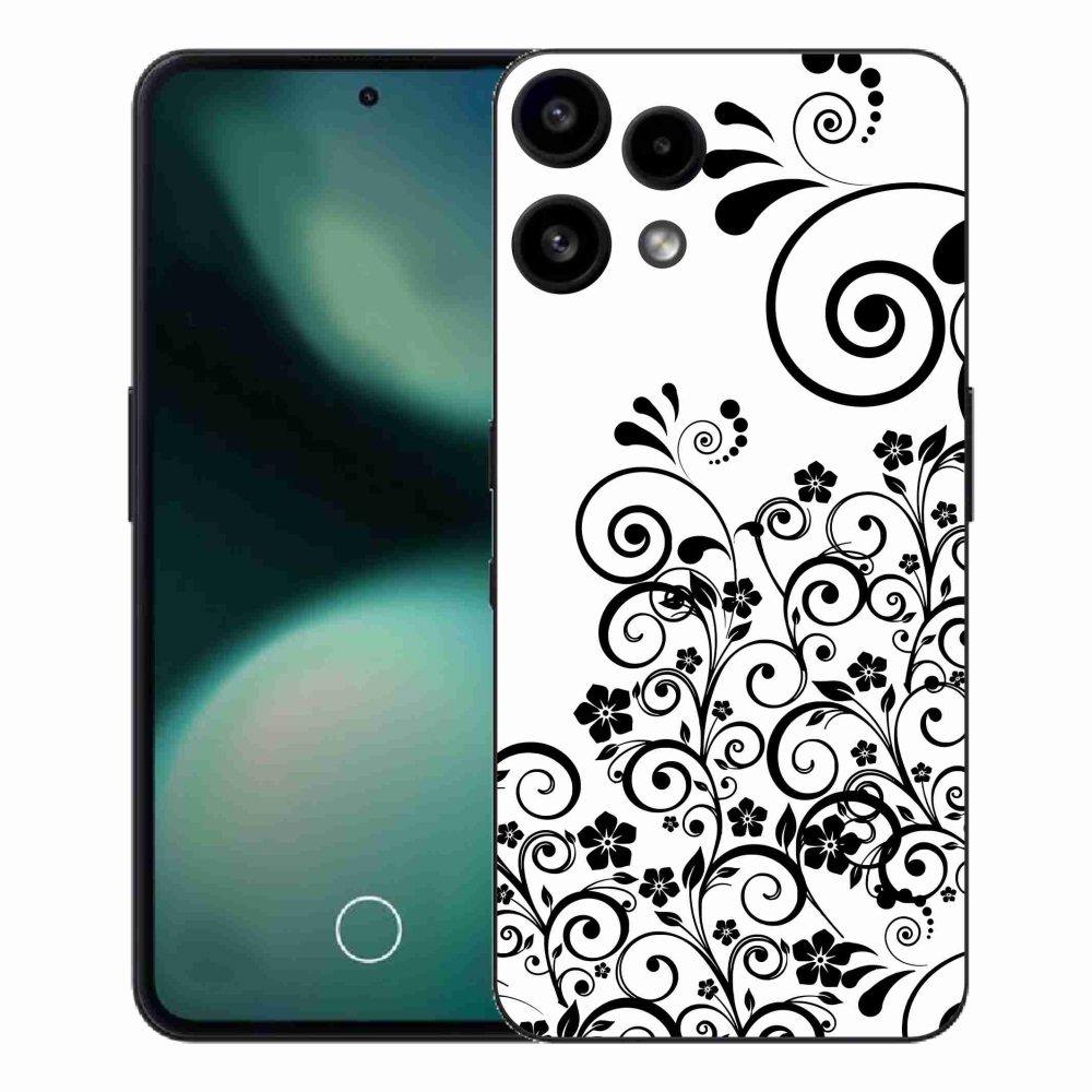 Zselés borítás mmCase a Nothing Phone (3a) Lite telefonhoz - fekete-fehér virágmintás borítás
