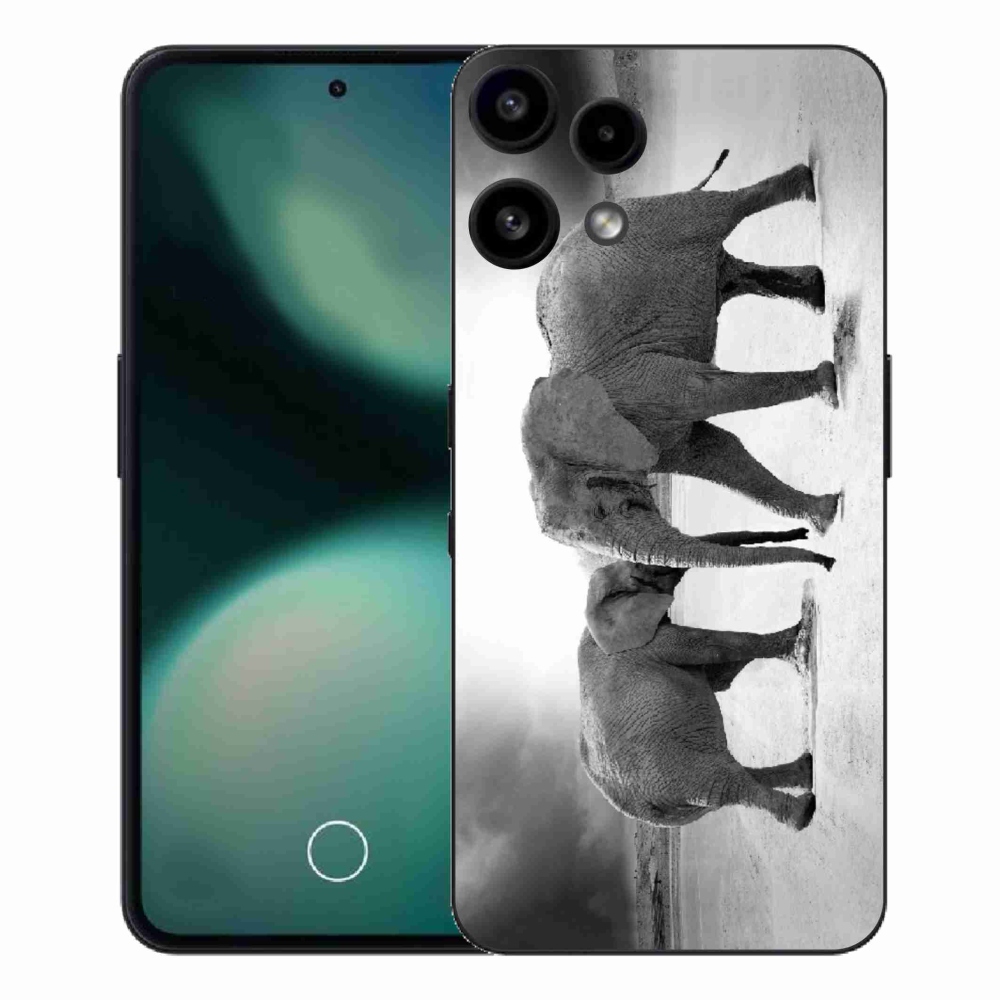 Zselés borítás mmCase a Nothing Phone (3a) Lite készülékhez - fekete-fehér elefántok