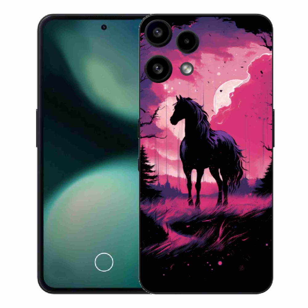 Zselés borítás mmCase a Nothing Phone (3a) Lite készülékhez - fekete rajzfilmes ló 1