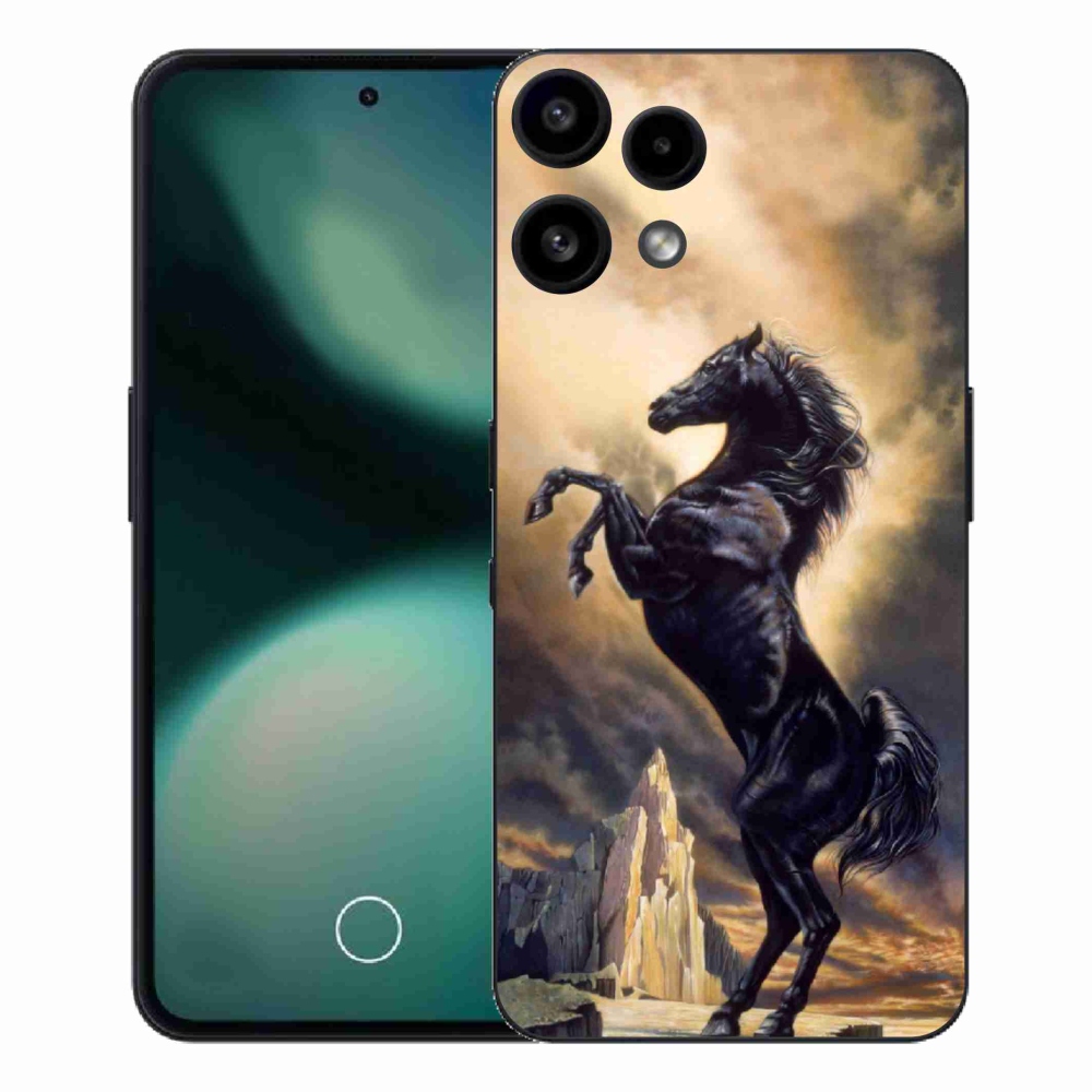 Zselés borítás mmCase a Nothing Phone (3a) Lite készülékhez - fekete rajzfilmes ló