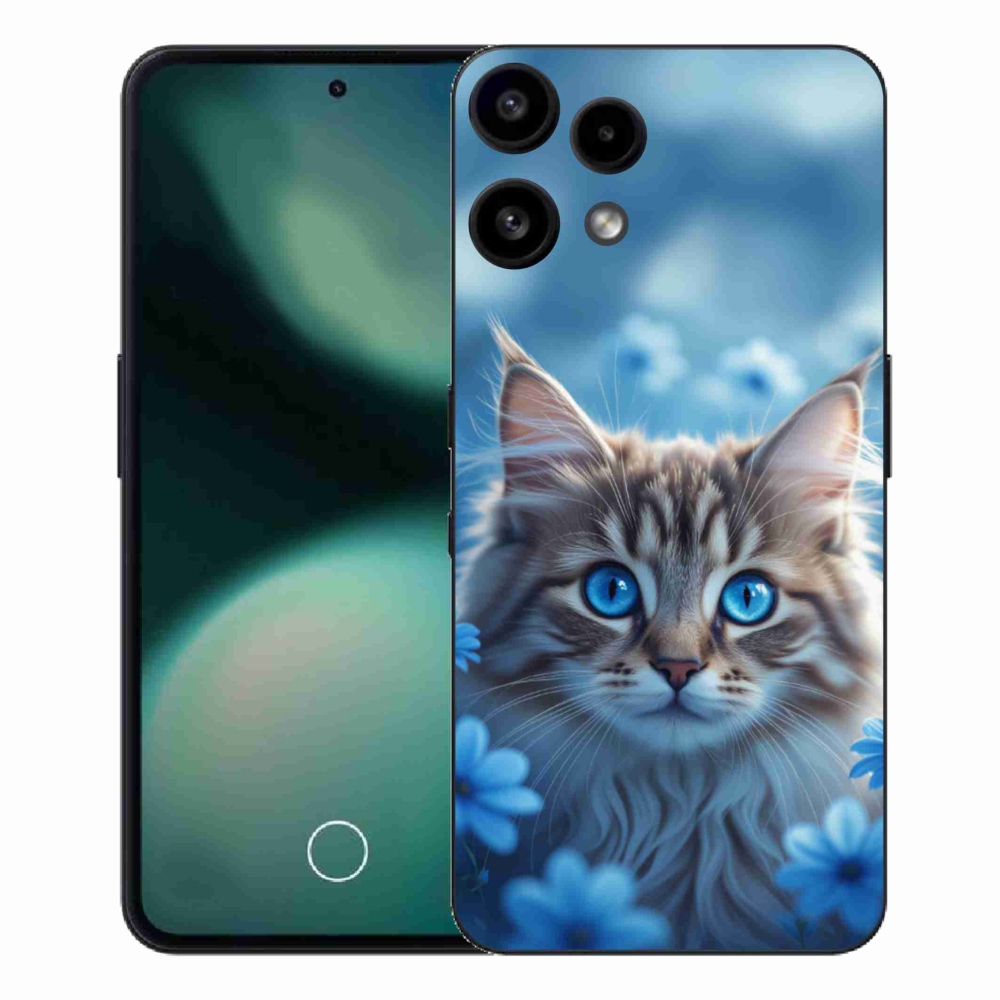 Zselés borítás mmCase a Nothing Phone (3a) Lite készülékhez - kék virágos cica