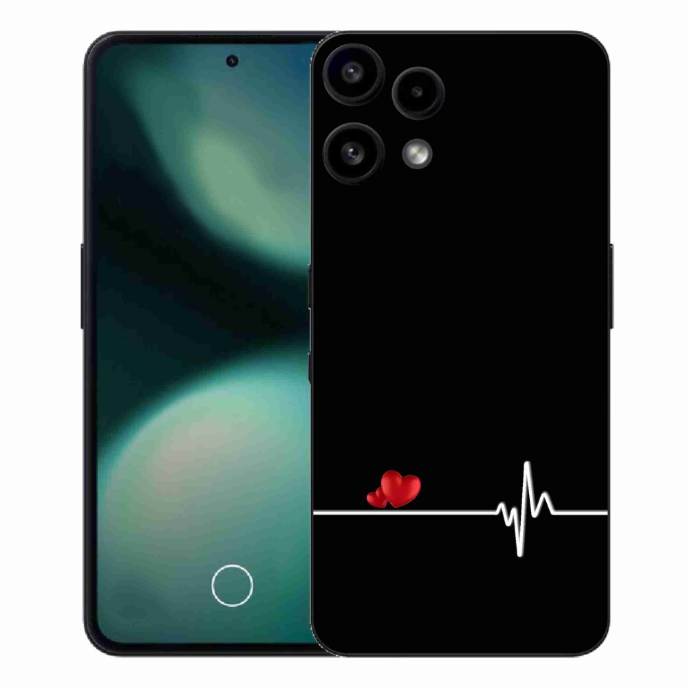 Zselés borító mmCase a Nothing Phone (3a) Lite készülékhez - szív és szívverés fekete háttérrel