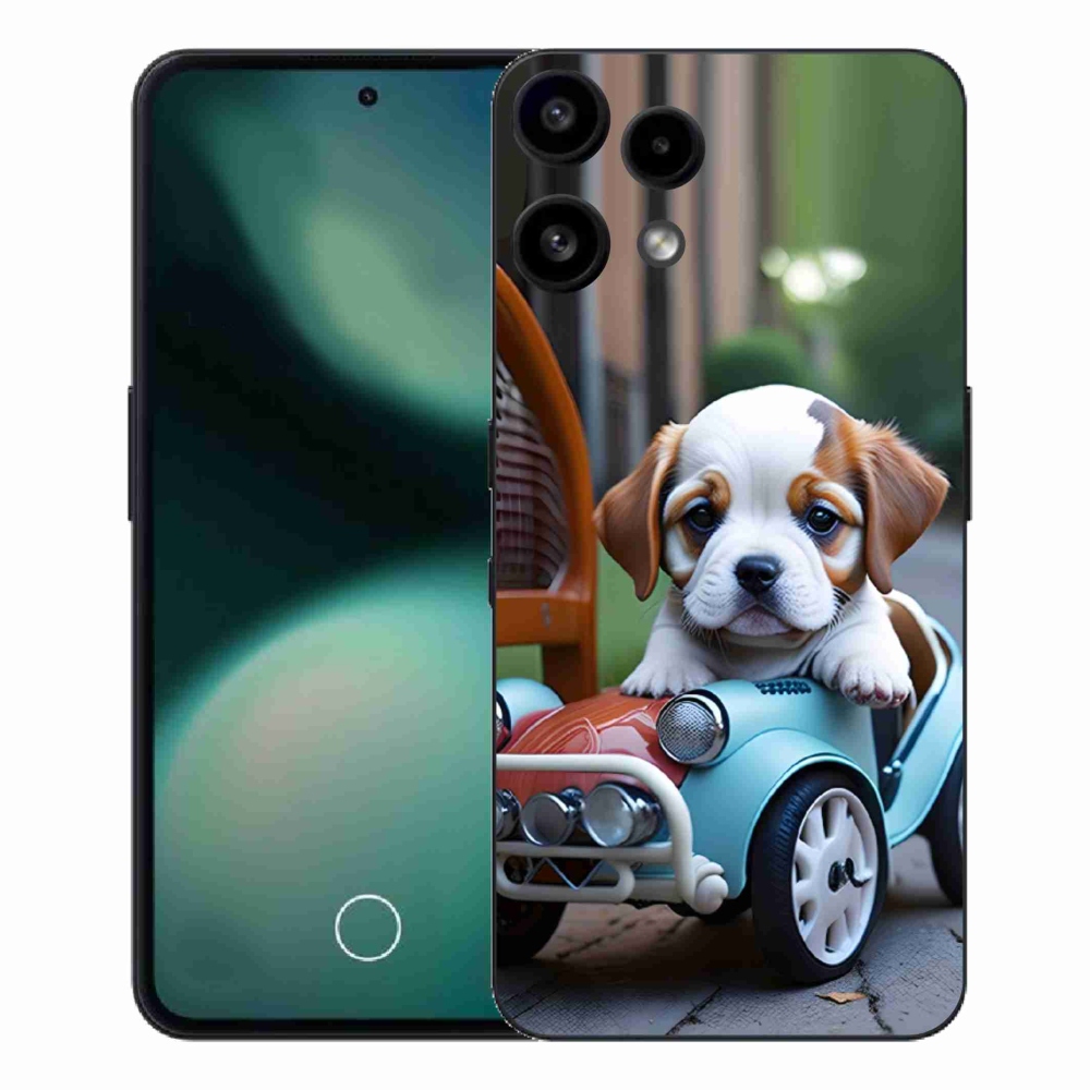 Zselés borítás mmCase a Nothing Phone (3a) Lite készülékhez - kiskutya a retro autóban