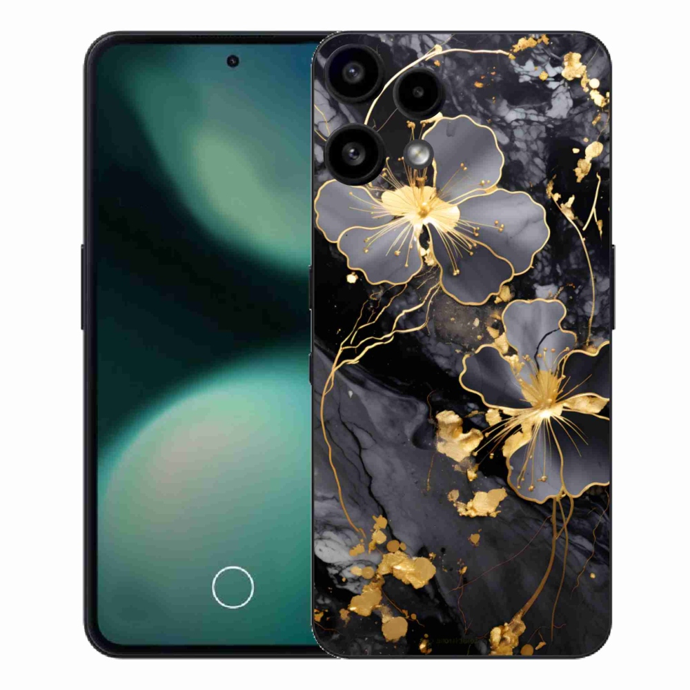 Zselés borítás mmCase a Nothing Phone (3a) Lite készülékhez - aranyszínű virágok