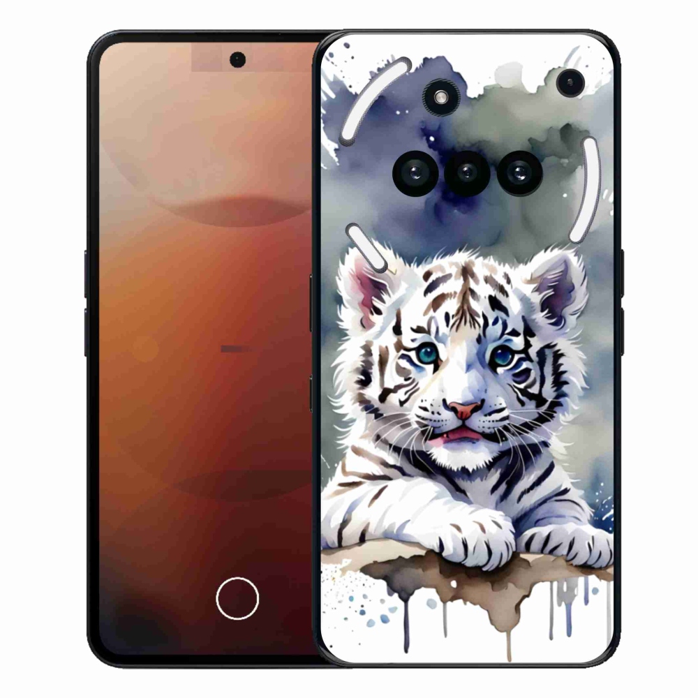 Zselés borító mmCase a Nothing Phone (3a) - fehér tigriskölyökhöz
