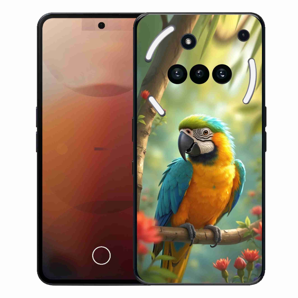 Zselés borítás mmCase a Nothing Phone (3a) - papagáj ara kék és sárga