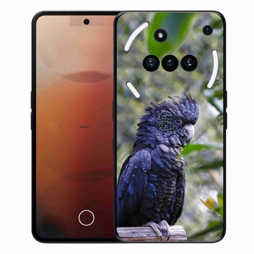 Zselés borítás mmCase a Nothing Phone (3a) telefonhoz - papagáj kakadu fekete