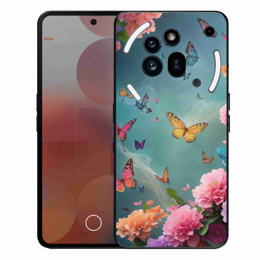 Zselés borító mmCase a Nothing Phone (3a) Pro készülékhez - színes virágok és pillangók