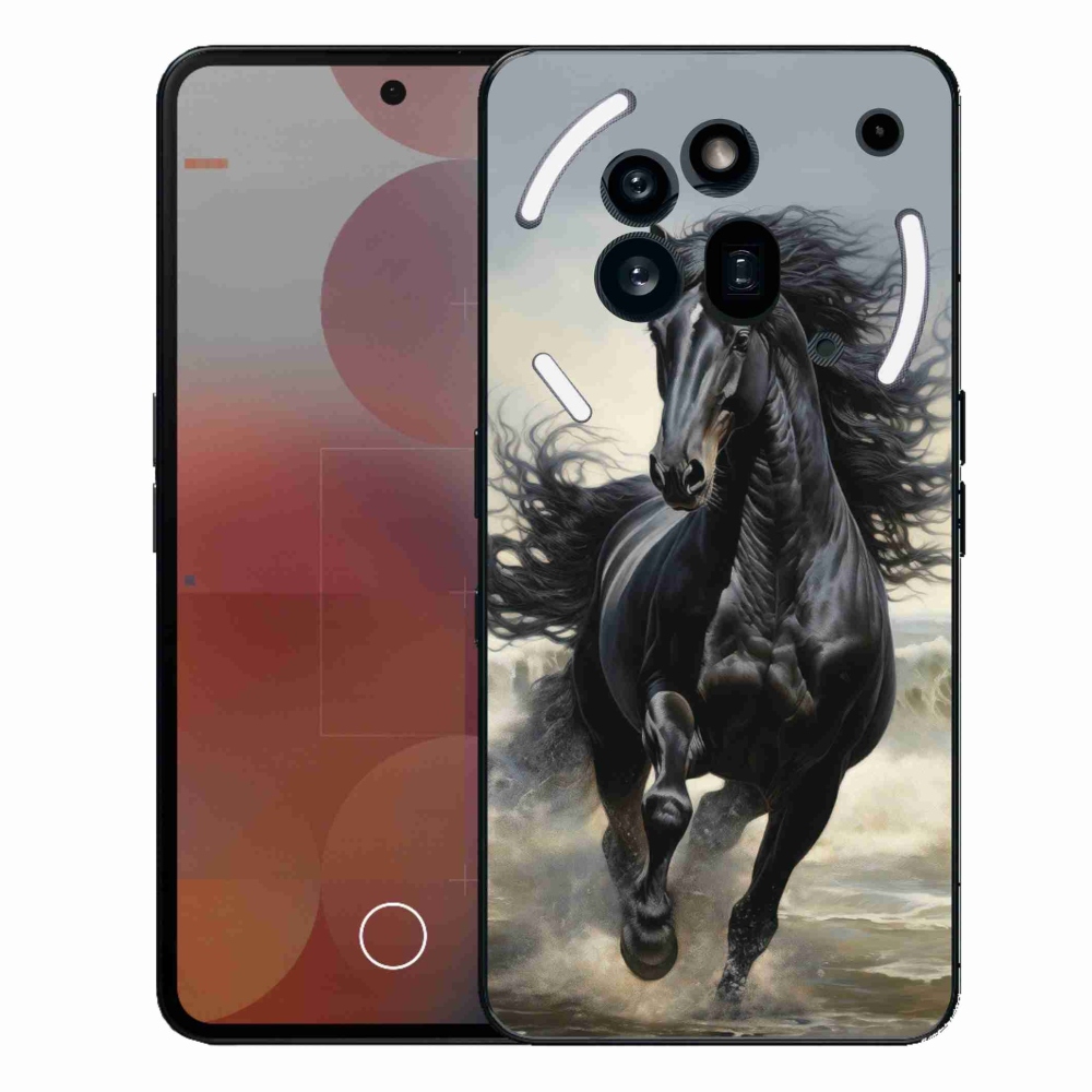 Zselés borítás mmCase a Nothing Phone (3a) Pro készülékhez - fekete futó ló
