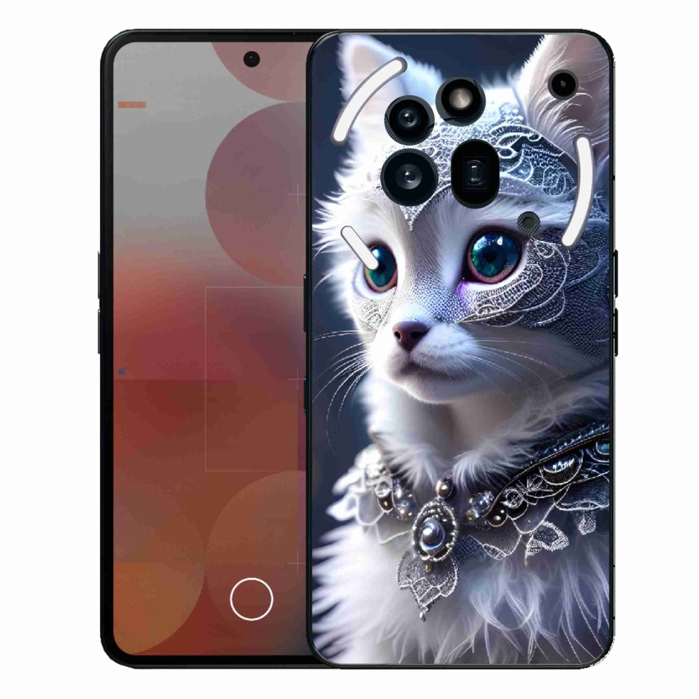 Zselés tok mmCase a Nothing Phone (3a) Pro készülékhez - fehér macska