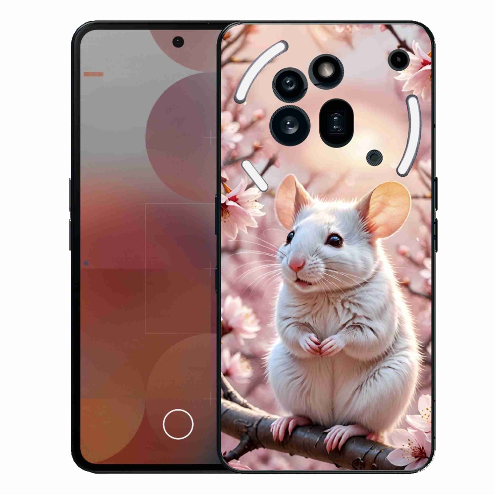 Zselés borítás mmCase a Nothing Phone (3a) Pro készülékhez - fehér egér az ágon