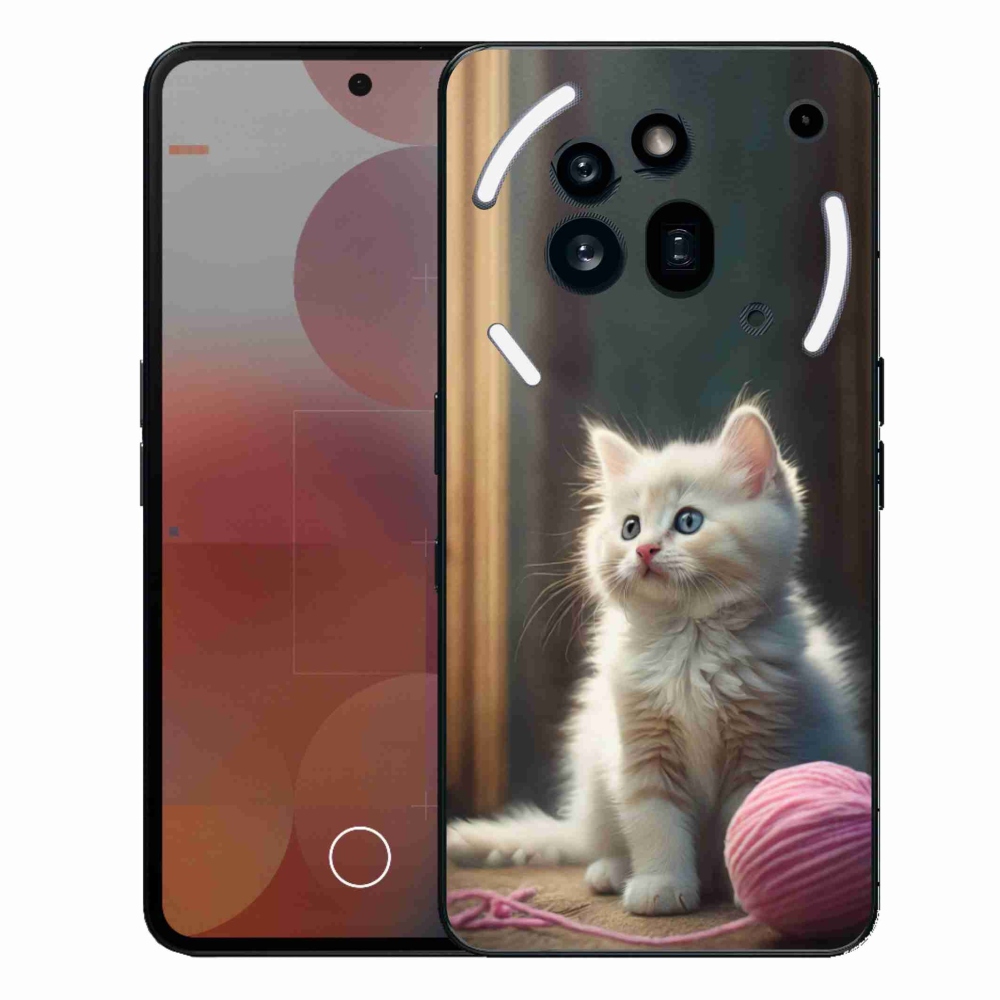 Zselés borítás mmCase a Nothing Phone (3a) Pro készülékhez - fehér cica 2