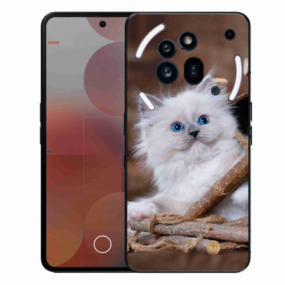Zselés borítás mmCase a Nothing Phone (3a) Pro készülékhez - fehér cica