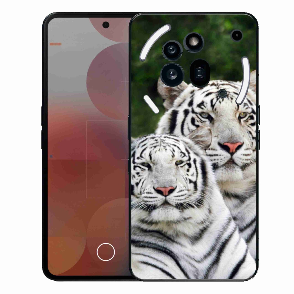 Zselés borítás mmCase a Nothing Phone (3a) Pro készülékhez - fehér tigrisek