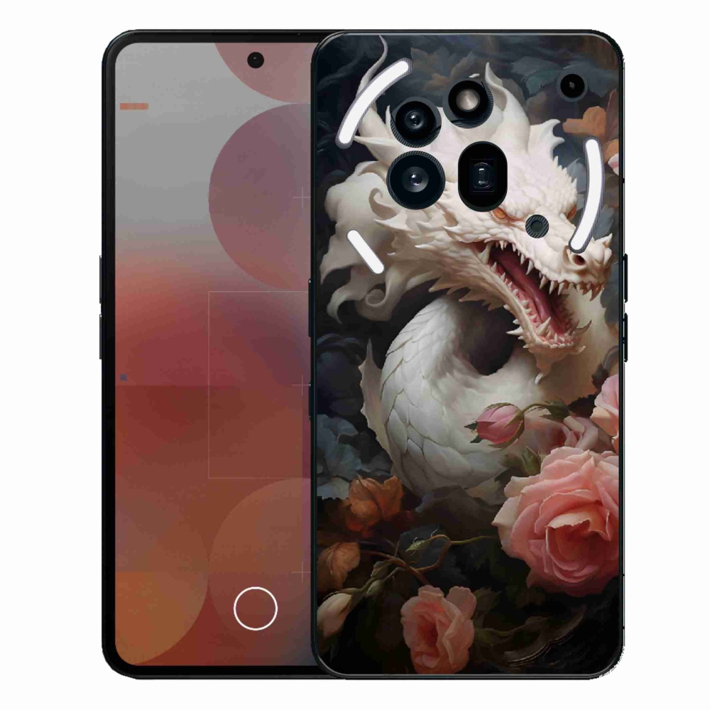 Zselés borítás mmCase a Nothing Phone (3a) Pro készülékhez - fehér sárkány