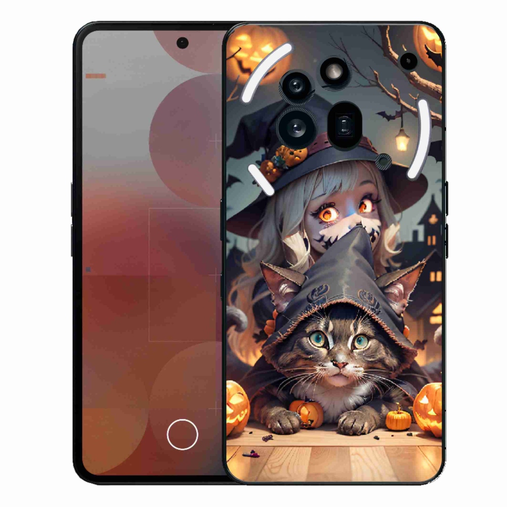 Zselés borítás mmCase a Nothing Phone (3a) Pro készülékhez - boszorkány macskával