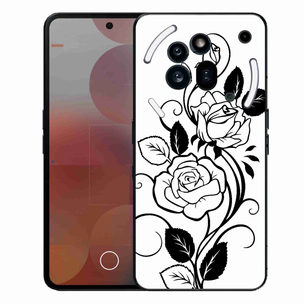 Zselés borítás mmCase a Nothing Phone (3a) Pro készülékhez - fekete-fehér rózsa